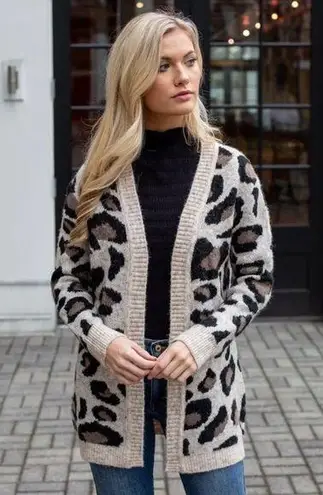 RD Style Leopard Print Open Cardigan - Size XS