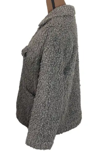 NSF Reese Faux shearling teddy plush utility jacket in grey size S