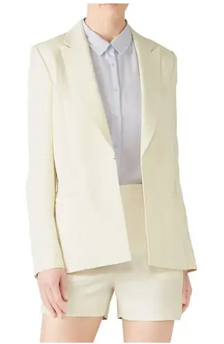 Victoria Beckham Jacket Womens 4 Cream Slim Blazer Career Linen Blend