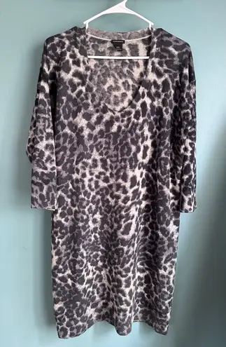 Club Monaco Wool Cashmere Cheetah Knee Length Sweater Dress