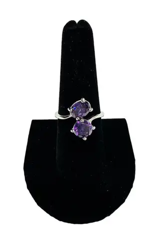 Two Stone Simulated Amethyst Ring