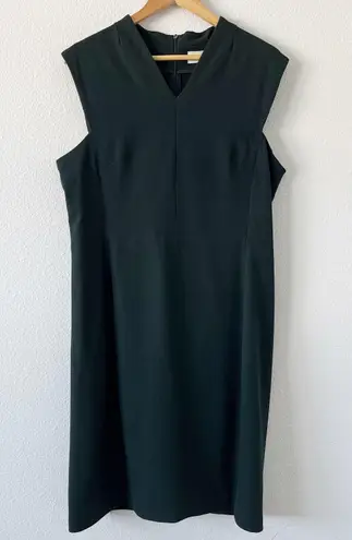 MM.LaFleur Dark Green V-Neck Aditi Sheath Career Sleeveless Dress