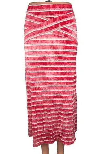 Live and let live Red Tie Dye Striped Stretch Knit Pull On Maxi Skirt Petite S