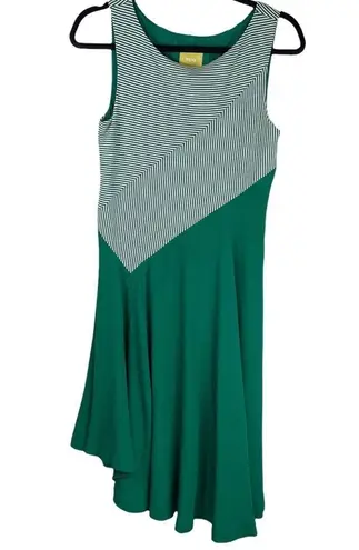 Maeve NWT  Anthropologie Cameron Striped Asymmetrical Swing Dress Sz Small Green