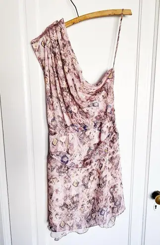 IRO • Freesia Dress silk chiffon one shoulder draped mini Lilas purple pink