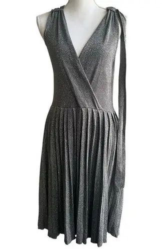Vertigo Paris Gray V-Neck Wrap Dress