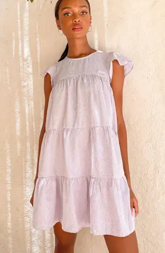 Lulu's Picnic Perfect Lavender Gingham Tiered Babydoll Dress