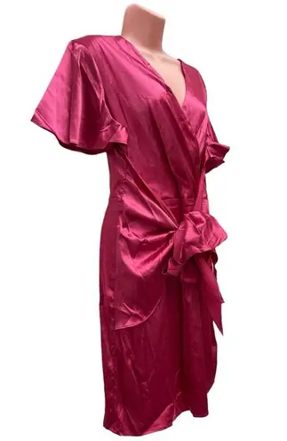 Grace Karin NWT women’s silky pink mini dress with wide tied up belt size XL