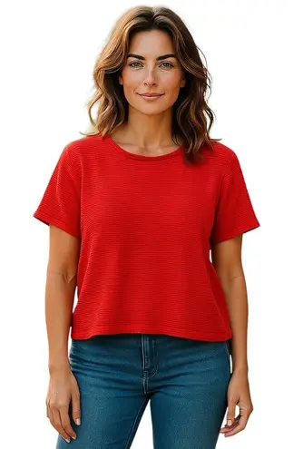 Magaschoni Brushed Organic Cotton Blouse Chili Red Size M Minimalist Coastal