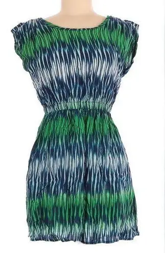 Bebop Blue and green short cap sleeve dress size small