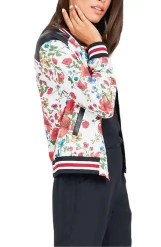 Olivia Culpo x Le Tote Reversible Bomber Jacket Floral Print Faux Leather size L Size L