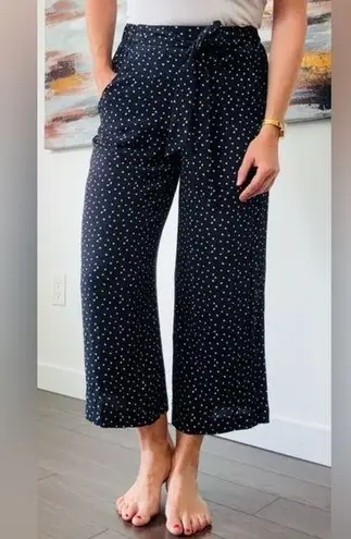 Aritzia Wilfred Navy Blue & White Leopard Print Women's Pants w/ Tie Detail XS