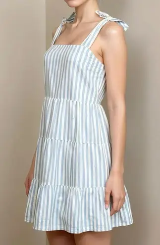 Sézane Anne Swiss Dots Striped Dress, Blue/White, FR36/US4