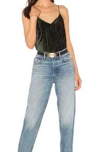 Line and Dot New Pleated Velvet Mabelle Camisole V-Neck Tank Top Dark Green