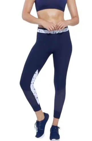 Marika Navy Blocked Tempo Leggings Workout size XL Star Print