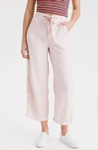 American Eagle  Outfitters Super High Rise Crop Wide Leg Linen Pants Women 16 Reg