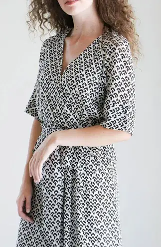 Apiece Apart Lucia Wrap Dress Reverse Tracks Cream Black XS