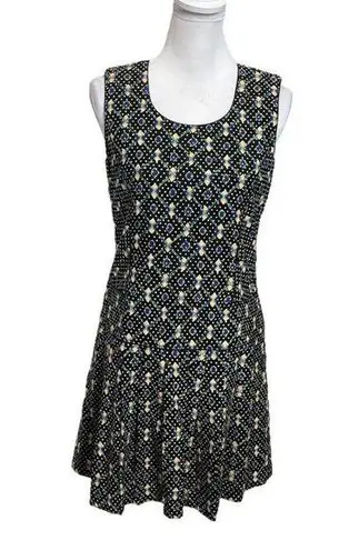 Anna Sui  Tweed Shift Mini Dress Black Polka Dot Abstract Womens Size 4