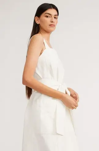 Everlane The Organic Cotton Herringbone Dress Midi Length Bone White NWT Size XS