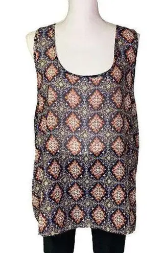 Mileage Women's𝅺  blue patterned open back tank top