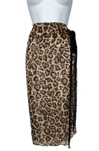 Unique Vintage  Leopard Print Wrap Sarong Swimsuit Coverup One Size