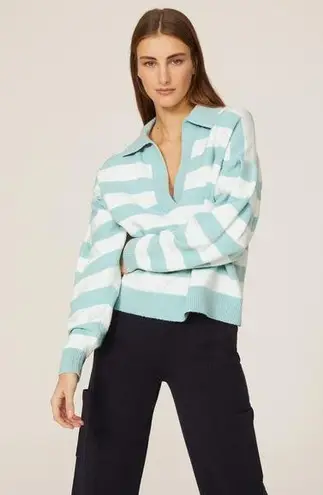 Tanya Taylor Maise Blue White Stripe Collared Pullover Sweater XS
