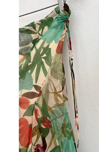 Beth Bowley 100% Silk Floral Midi Skirt Garden Picnic Tropical Romance Flowy 8