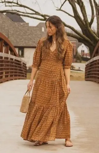 Daughters of India Zuri Wrap Dress in Autumn NEW Brown Size XS