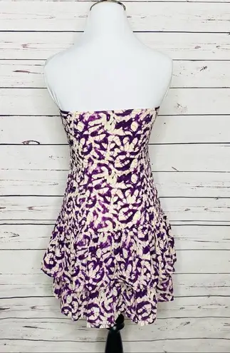 Moda VINTAGE International Purple Tie Dye Strapless Mini Party Dress Size XS