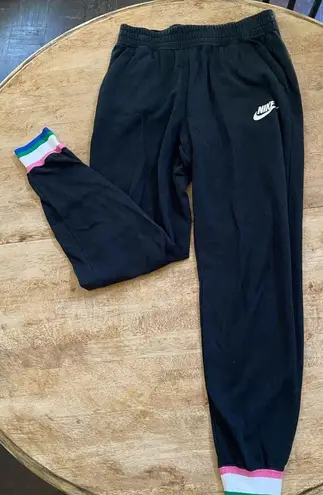 Nike  Women’s Sz Small Black Cotton Blend Accent Cuff Logo Joggers