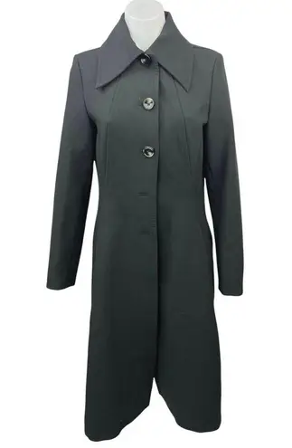 MNG Women's Black Button Down Collared Long Sleeve Long Coat Jacket Size S