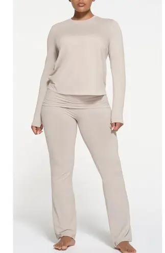 SKIMS RELAXED TEES LONG SLEEVE T-SHIRT LIMITED EDITION-STONE medium