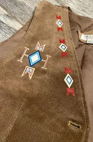 Cambridge Dry Goods 100% Leather Vest Small Lined Western Aztec Southwestern