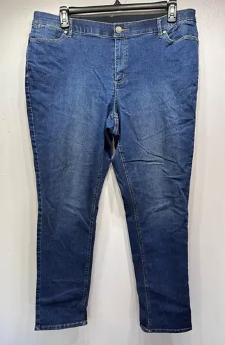 CJ Banks Blue Denim Jeans Slim Leg Comfort Waistband 18W Basic Comfy