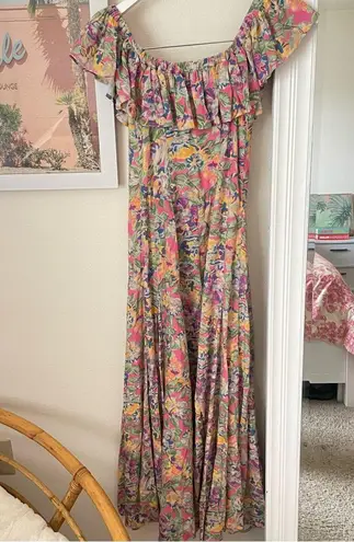 Free People Spell & The Gypsy Dolly Off Shoulder Midi Dress in Popsicle Floral Pink Size XXS