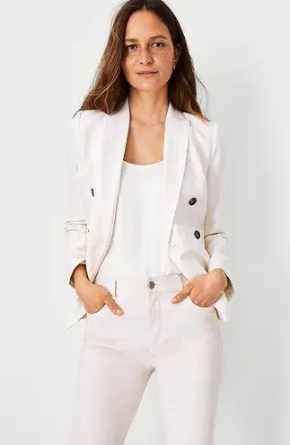 Ann Taylor  The Striped Double Breasted Blazer in Linen Cotton‎