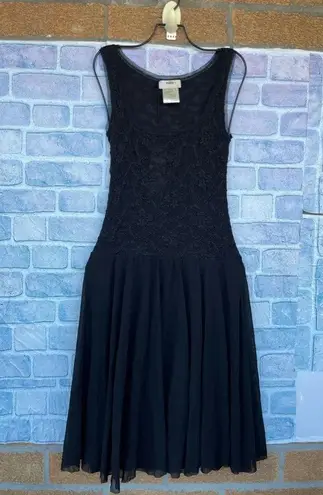 Fuzzi Jean Paul guiltier Black Lace Tulle Mesh Fit Flare Stretch dress small