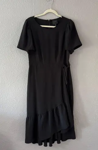 Alex Marie Black Ruffle Faux Wrap Dress, Size 8, Cute Black Dress