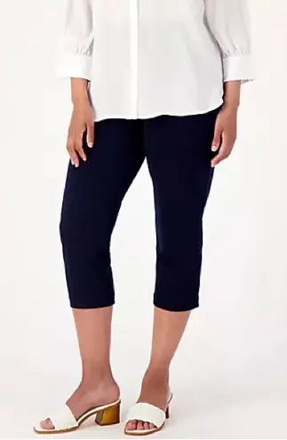 Susan Graver NWOT Tall LK Fusion Pull-On Crop Pant Navy Size 3X Tall - Image 1