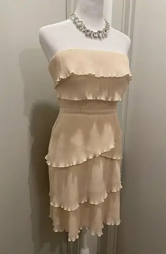 NWT Pins And Needles Cream Strapless Layered Tiered Ruffled Mini Party Dress