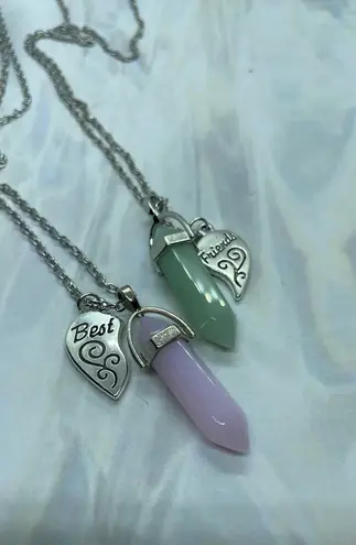 Silver Heart Best Friend Crystal Stone Necklaces
