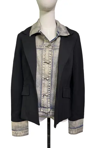Hilary Radley Katherine Barclay NWT Mixed Media Blazer Denim Insert Jacket M