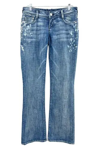 Bebe  (28) (31x34) Long Distressed Bootcut Jeans Bleached Light Wash Low Rise