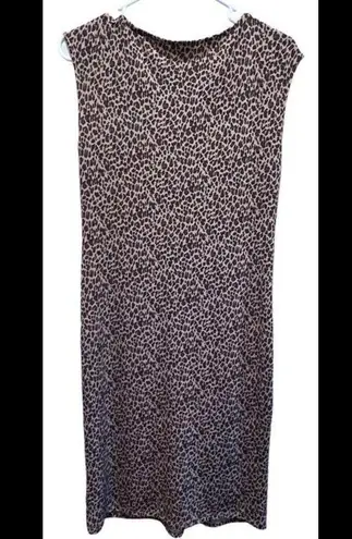 Talbots  Cheetah Leopard Print Dress Sz Extra Small Gathered Waist Stretch