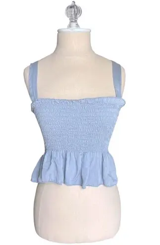 American Eagle Don’t Ask Why Blue Smocked Peplum Ruffle Hem Sleeveless Crop Cami Size undefined