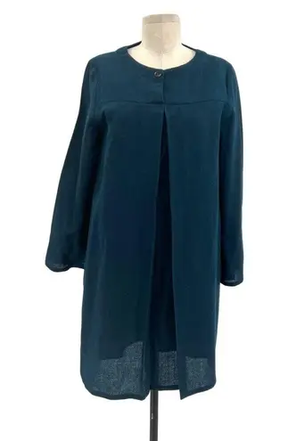 APC A.P.C. Dress Shift Box Pleat Flared Sleeve Wool Teal Blue Size 38 US 4 6