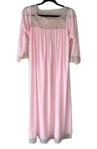 Vintage Pink Lace Lingerie Nightgown Medium Retro