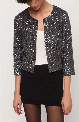 Silence + Noise  grey sequin jacket