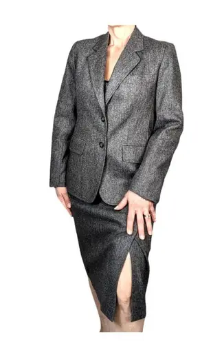 Vintage Evan Picone Two Piece Wool Skirt Suit Gray Vintage Size 8 Modern Size 0