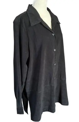 cj banks C.J. Banks black button down collared long sleeve jacket top women's size 16W